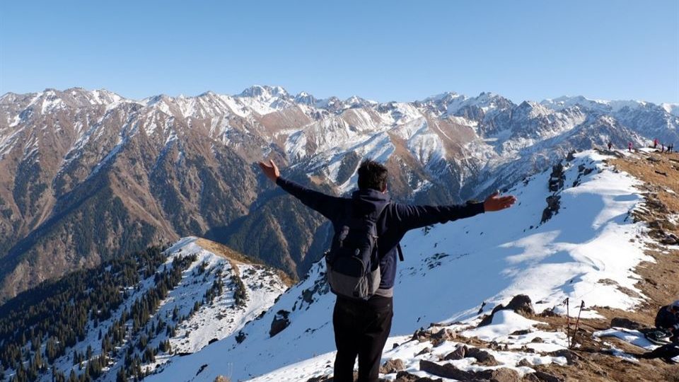 The snowy mountains in Almaty, Kazakhstan