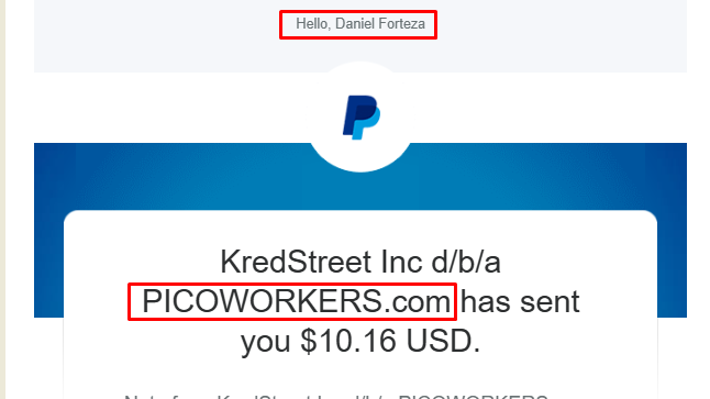 My first earning at Picoworkers (now SproutGigs) way back 2019